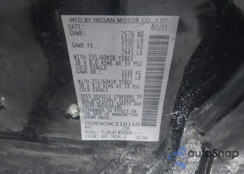 2022 Nissan Pathfinder S z USA, uszkodzony, nr VIN 5N1DR3AC3NC210160